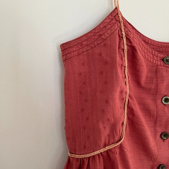 ecoté Button Front Gathered Cami with Spaghetti Straps, Size Small - Picture 2 of 9